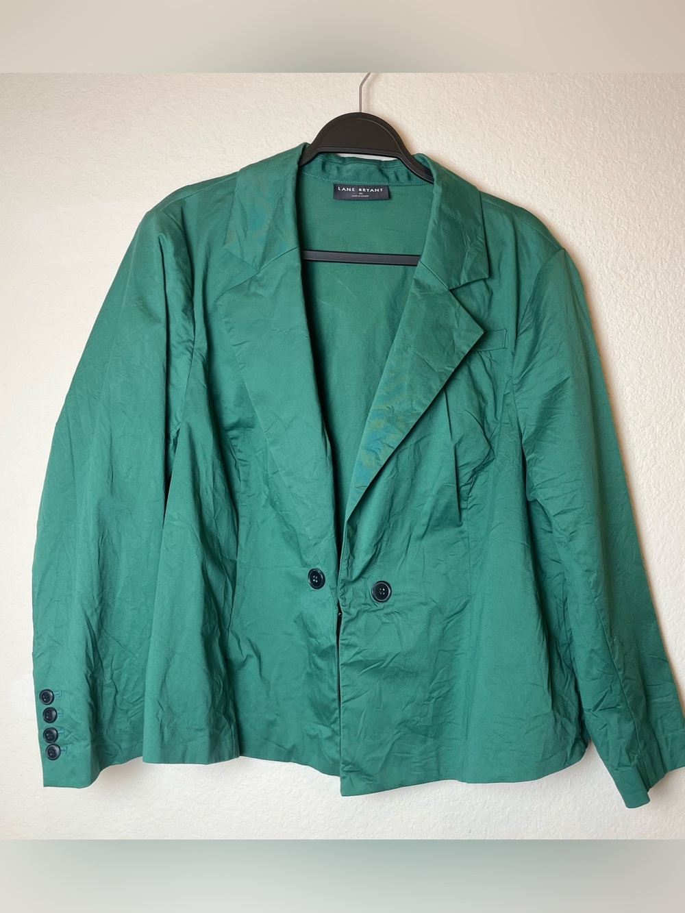 Lane Bryant 100% Cotton Green Plus Sized Blazer Jacket